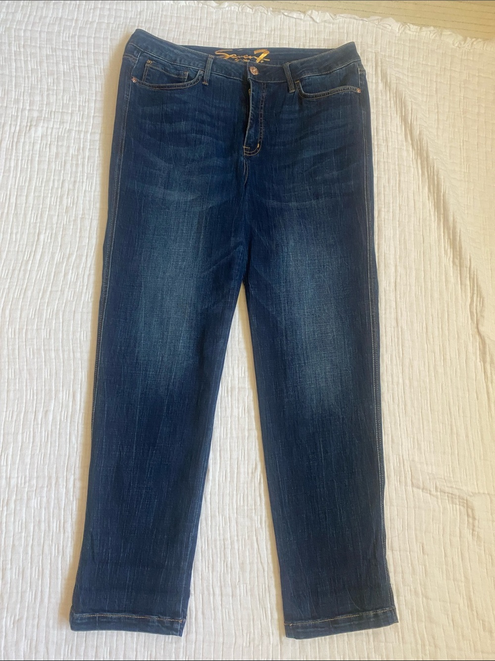SEVEN 7 Women's Straight Leg Dark Blue Jeans